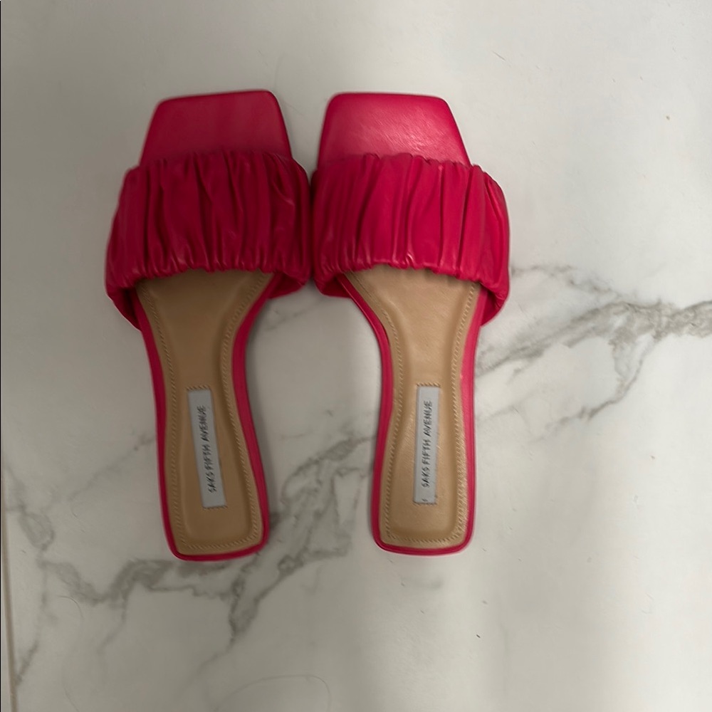 Saks Fifth Avenue Pink Fringe Sandals